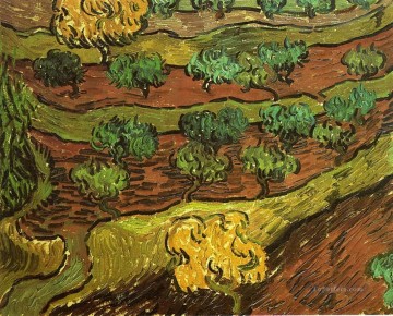 Vincent Van Gogh Painting - Olivos contra la ladera de una colina Vincent van Gogh